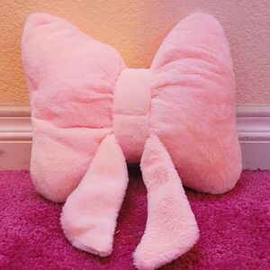 Pink Bow Decor Accent Pillow